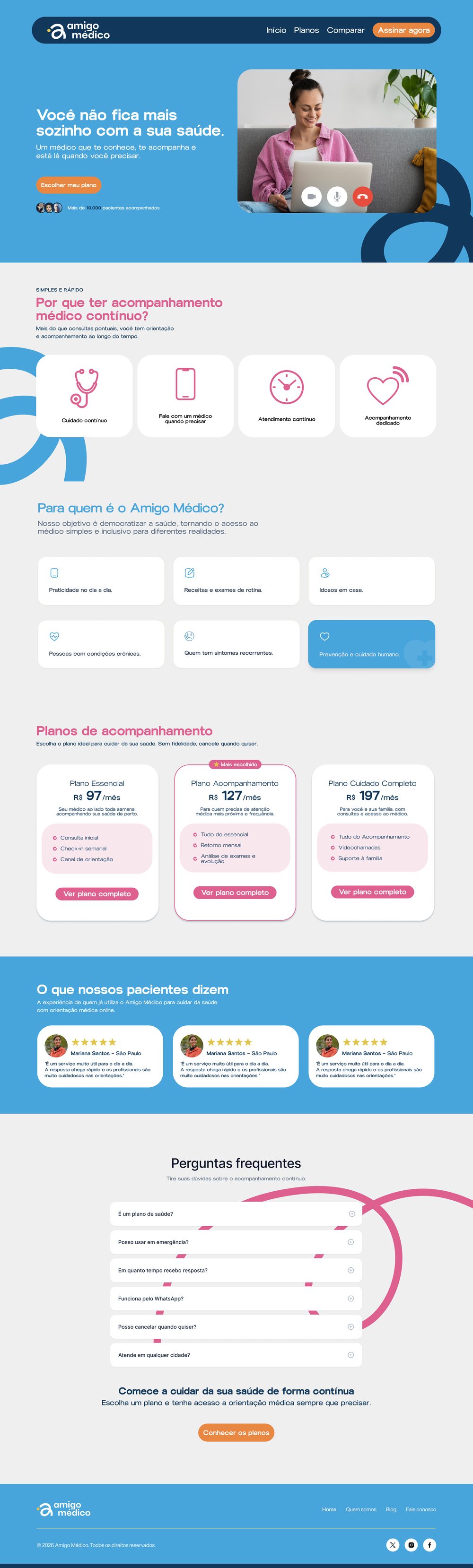 Landing page do Amigo Médico