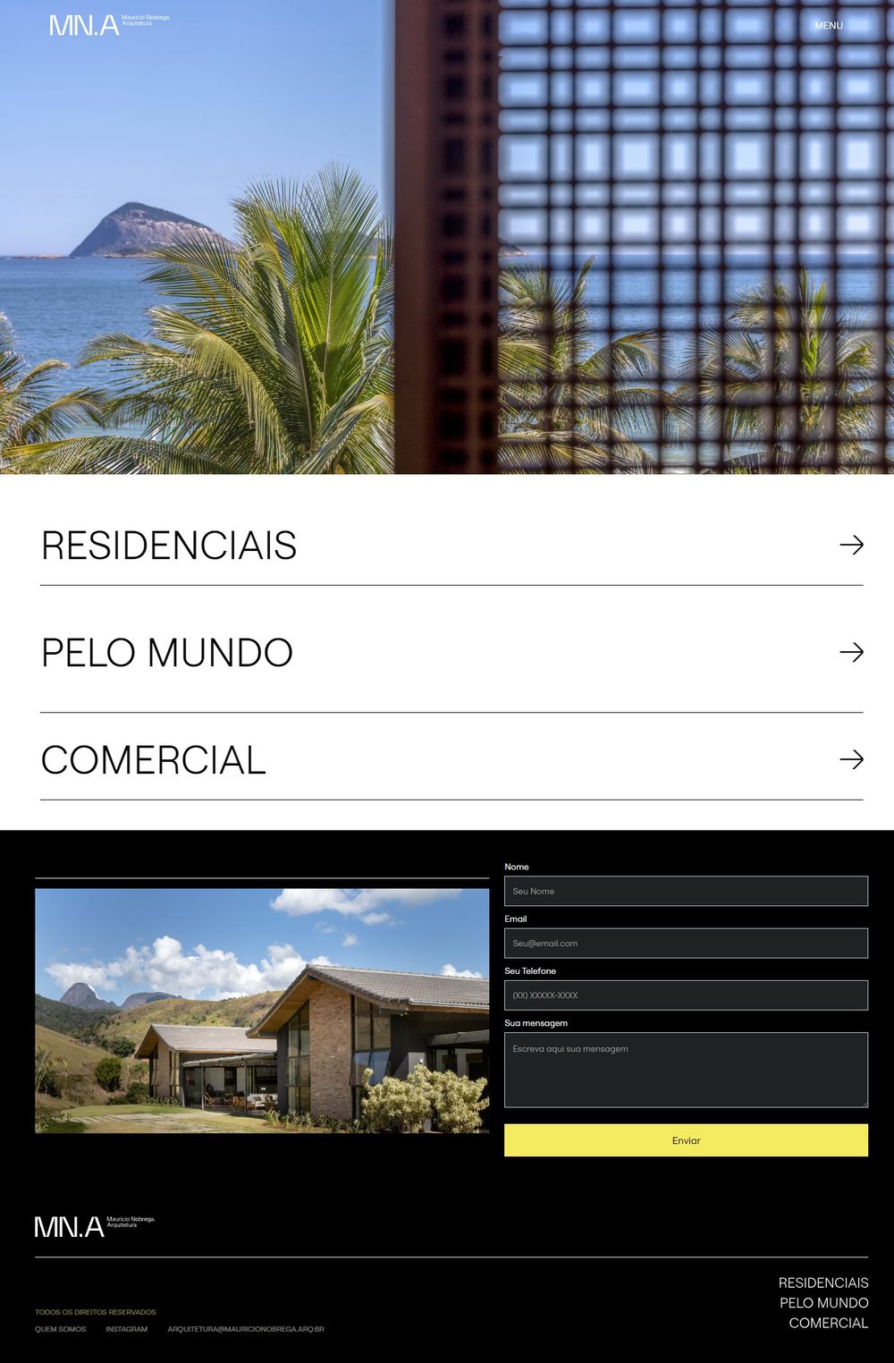 Site de portfólio de Maurício Nóbrega Arquitetura